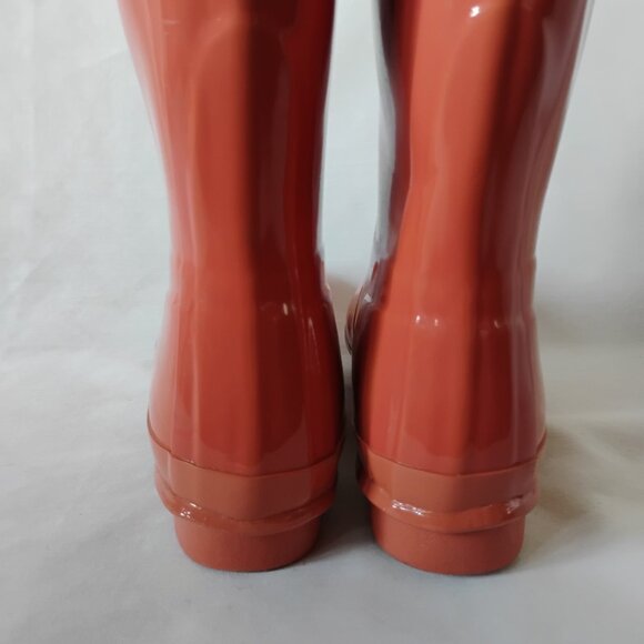 Hunter Boots Rain Tall Glossy Wellies Like New Rare Sunset Ombre Coral Yellow 7 - Picture 8 of 16